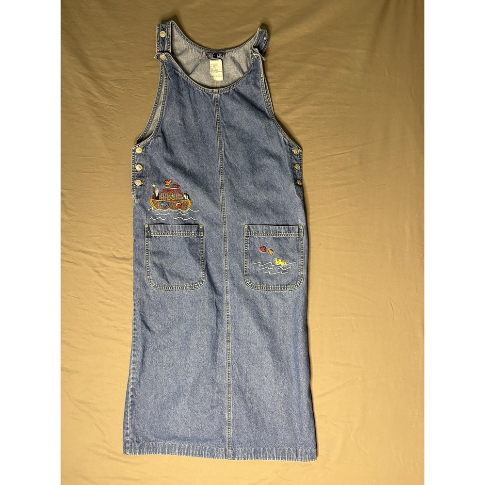 Vintage True Blue Noah's Are Denim Jean Dress Jumper Women's Size Medium Blue